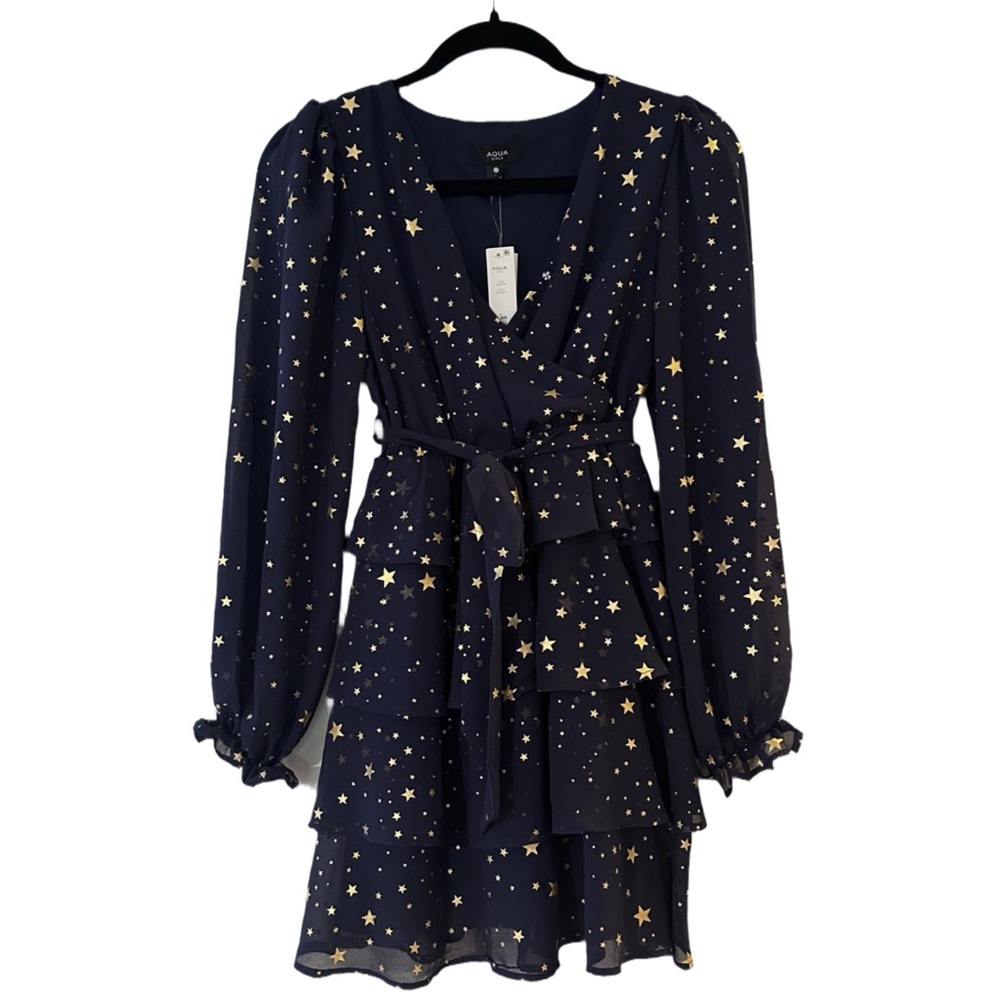 NWT Aqua for Bloomingdale’s Starry Night Wrap Dress - size L